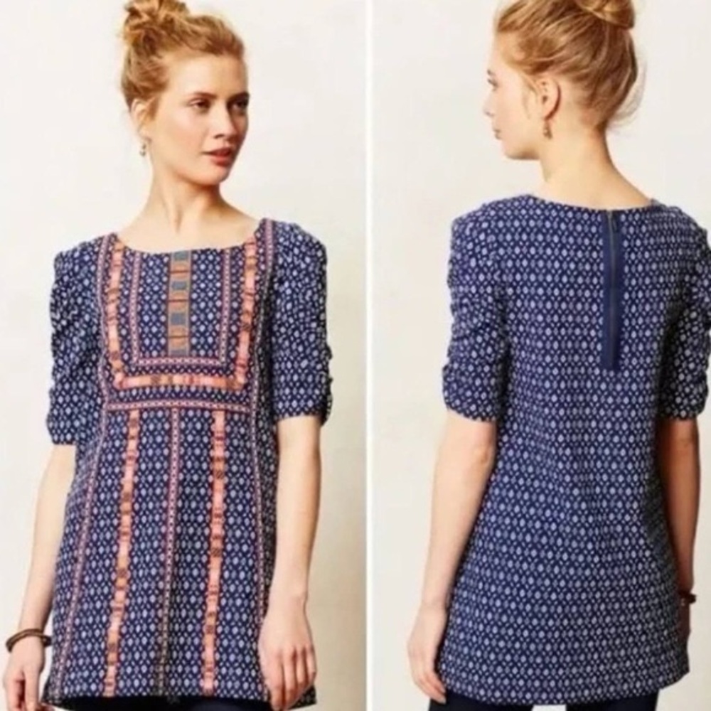Anthropology Akemi+Kin Embroidered Tunic S